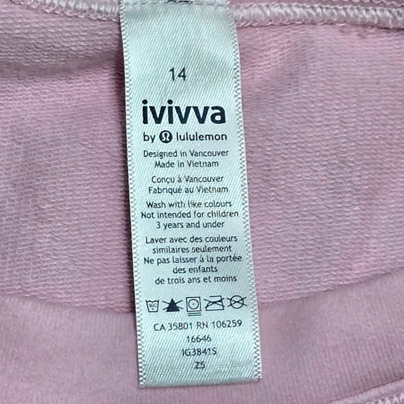 Ivivva by Lululemon Girls Pink LS Pullover Crewneck Sweatshirt Size 14 IG3841S - Picture 3 of 7